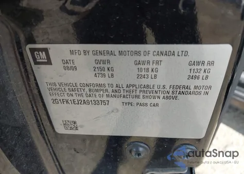 2010 Chevrolet Camaro Ss z USA, uszkodzony, nr VIN 2G1FK1EJ2A9133757